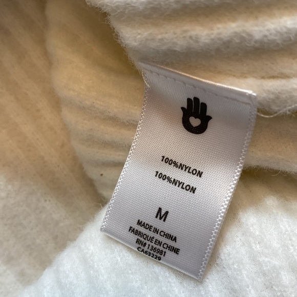 Spiritual Gangster Funnel Neck Rib Sweater Ivory sz M - Picture 10 of 11